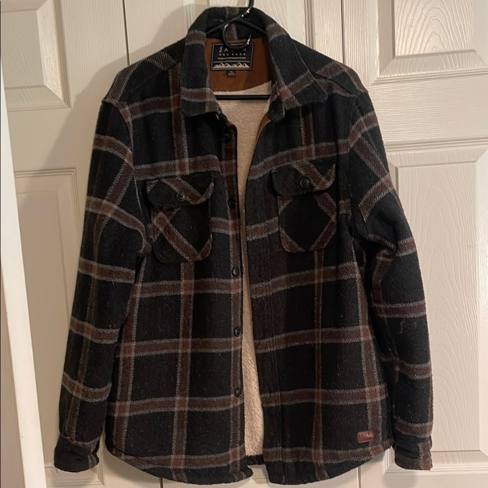 Jachs New York Sherpa Lined Plaid Black and Brown Men's Jacket